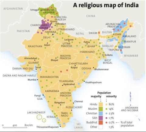 A religious map of India